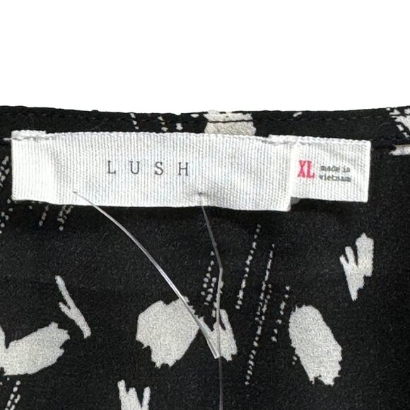 Lush Women's Black-Ivory Button-Down Blouse Long Sleeves Lightweight XL - Picture 5 of 6
